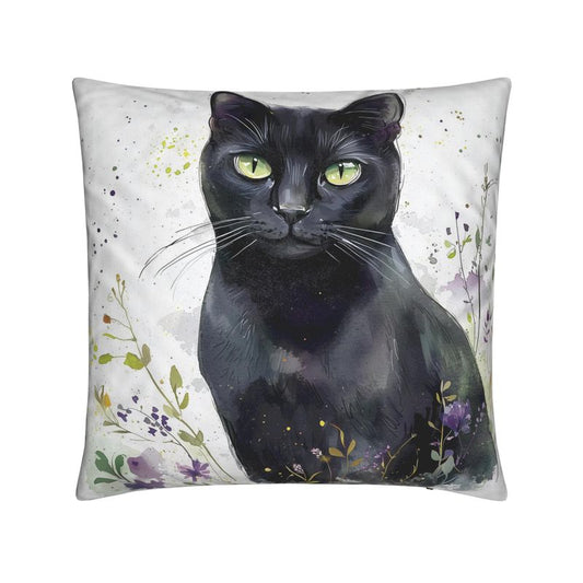 Black Cat Watercolour Cushion Cover — various sizes