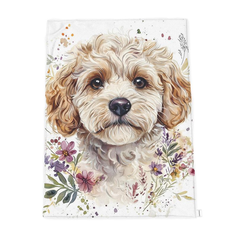Cockapoo Watercolour Throw — Plush Velvet & Sherpa Fleece