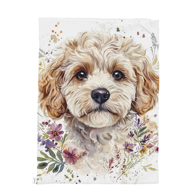 Cockapoo Watercolour Throw — Plush Velvet & Sherpa Fleece