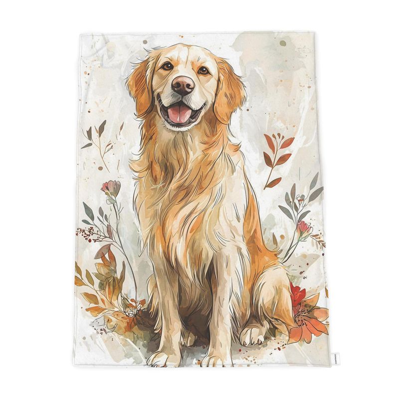 Golden Retriever Watercolour Throw — Plush Velvet & Sherpa Fleece