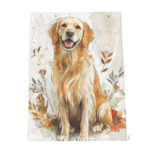 Golden Retriever Watercolour Throw — Plush Velvet & Sherpa Fleece