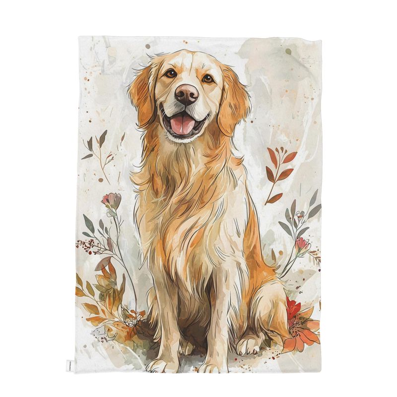 Golden Retriever Watercolour Throw — Plush Velvet & Sherpa Fleece