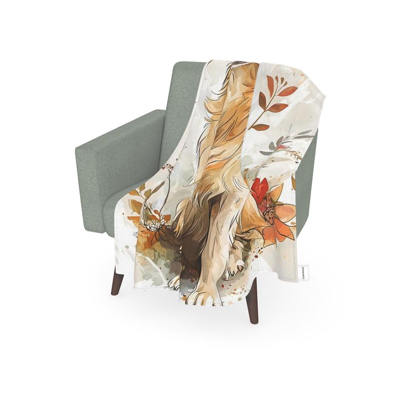 Golden Retriever Watercolour Throw — Plush Velvet & Sherpa Fleece