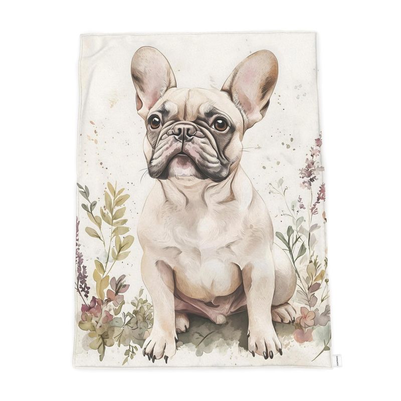 French Bulldog Watercolour Throw — Plush Velvet & Sherpa Fleece