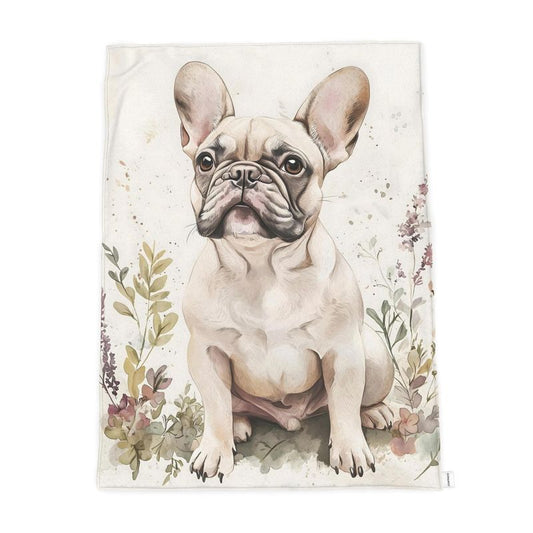 French Bulldog Watercolour Throw — Plush Velvet & Sherpa Fleece