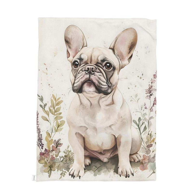 French Bulldog Watercolour Throw — Plush Velvet & Sherpa Fleece