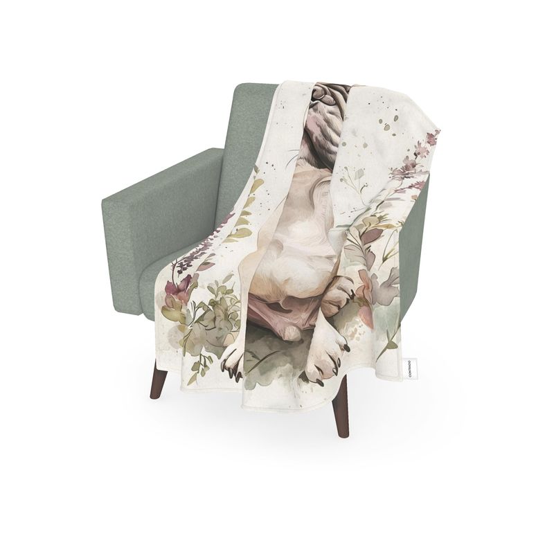 French Bulldog Watercolour Throw — Plush Velvet & Sherpa Fleece