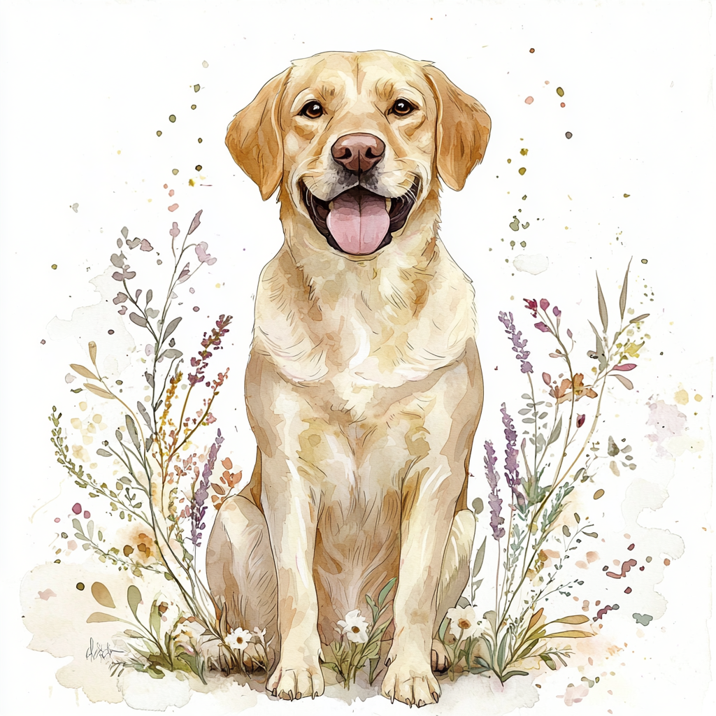 Labrador Watercolour Art Print — Framed A4